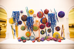 Sheila Hicks, 'The Embassy of Chromatic Delegates,' 2015–16. Courtesy the artist; Alison Jacques Gallery, London; and Sikkema Jenkins & Co., New York. Installation view at the 20th Biennale of Sydney (2016) at Cockatoo Island. Photographer: Ben Symons.